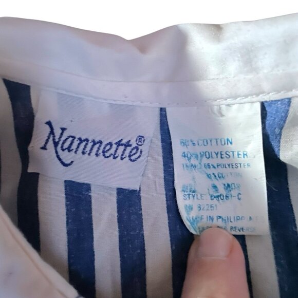 Vintage Nannette Toddler Girls Dress Sz 18 Month Blue White Stripe Jungle Animal - Picture 8 of 8